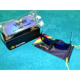 Viahda Polarized Sunglasses Black With Blue Trim Frames Blue Tint Mirror Lens
