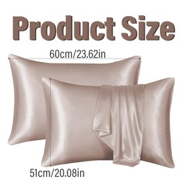 Satin Cushion Cover, Set of 2, Satin Pillowcase Cushion Cover, Cushion Cover, 51 x 66 cm, for Hair and Skin, Similar to Silk, Similar to Silk