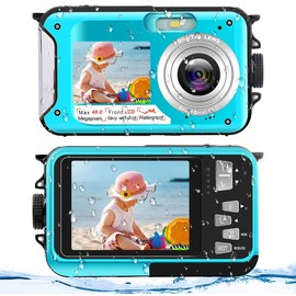 Underwater Camera FHD 2.7K 48 MP Waterproof Digital Camera Selfie Dual Screen Full-Color LCD Displays Waterproof Digital for Snorkeling (806BC)