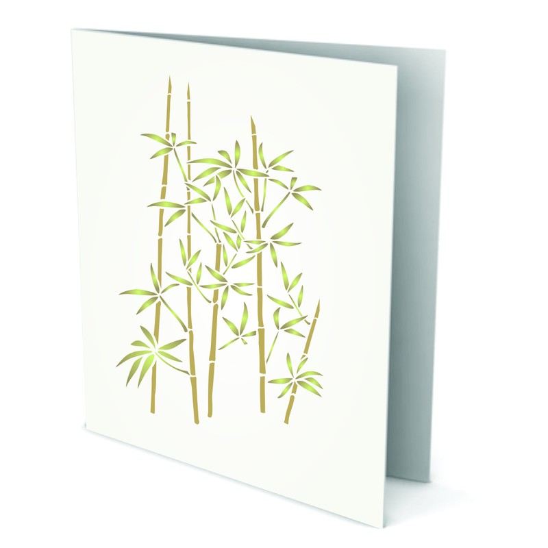 Bamboo Stencil, 6.5 x 10.4 inches (M) Reusable Large Evergreen
