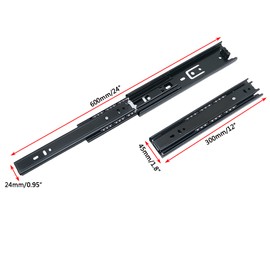 GKYZBB 1 Pair Black Stainless Steel Three-Section Full Extension Ball Bearing Side-Mounted Drawer Slide (12inch)