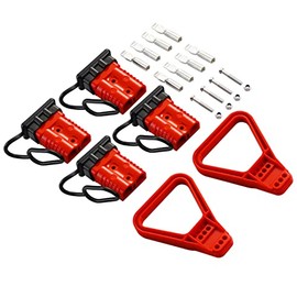 micrl 4PCS 1/0 Gauge 175 Amp Battery Quick Connectors with Handle, Jumper Cable Plug Connect/Disconnect for Recovery Winch, Towing Systems(Red)