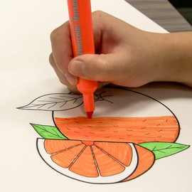 BAZIC Washable Fruit Scented Markers Broad Line 6 Color, Chisel Tip Broad Fine Line, Non Toxic Marcadorc Art School Supplies (6/Pack), 1-Pack