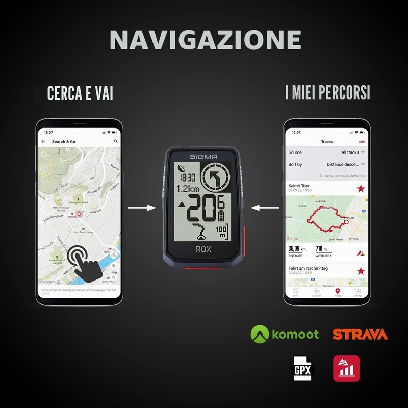 SIGMA ROX 2.0 Nero Top Mount Set| Ciclocomputer senza fili