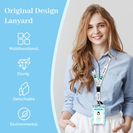 Hancynir Lanyards for Id Badges, Funny Dog Badge Holder with Retractable Reel Clip, Work Name Tags Keychain Lanyard ID Card Protector Cover Case for Women Teacher Nurse Nursing Doctor Office