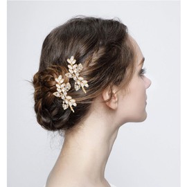 4 Pieces Bridal Hair Clips, Rhinestone Hair Accessories Leaf Wedding Hair Pins Crystal Bobby Pins Silver Hairpin Jewelry Barrette for Brides Bridesmaids Flower Girls (Classic Type)