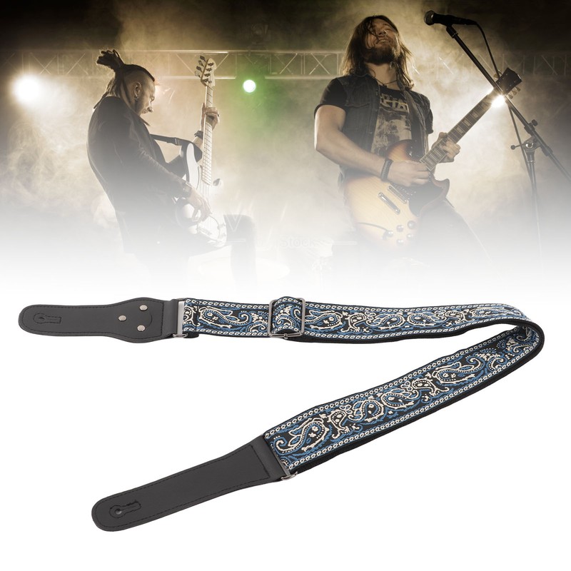 Electric Guitar Strap Adjustable Nylon Embroidered Shoulder Strap with Non