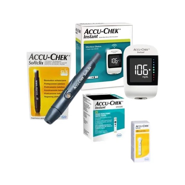 Glucometro Accu-Chek Instant Kit con 50 Tiras y 25 Lancetas
