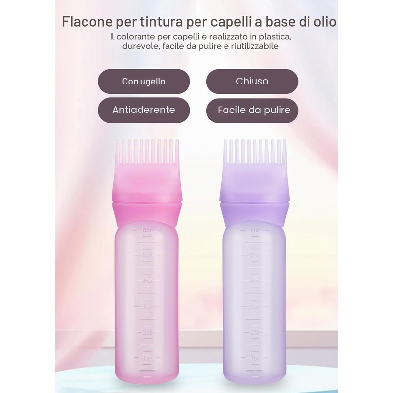 Forevat 2 spazzole per tintura capelli, flacone applicatore olio per
