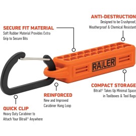 Railer Screwdriver Bit Holder Storage Organizer Railer 20Hole Bit Holder wth Carabiner