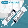 8 Pack 100ml Plastic Syringe for Scientific Labs, Dispensing, Measuring,