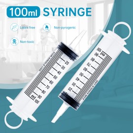 8 Pack 100ml Plastic Syringe for Scientific Labs, Dispensing, Measuring, Watering, Refilling, Multiple Uses