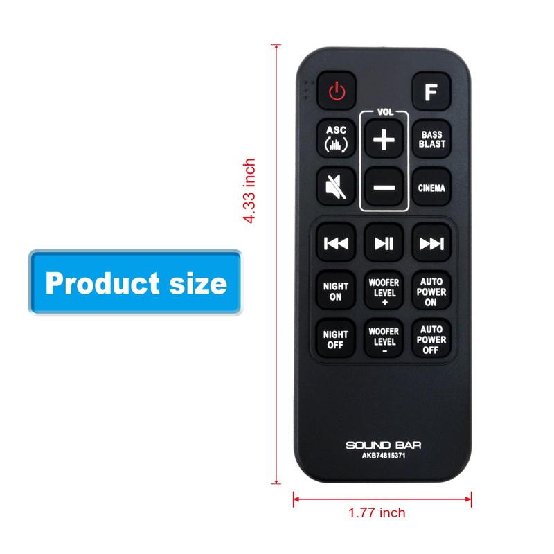 AKB74815371 Replace Remote Control Compatible with LG Sound Bar SJ3C