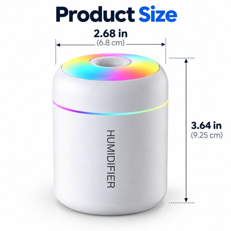 Mini USB Humidifier for Home & Car – 180ml Ultrasonic