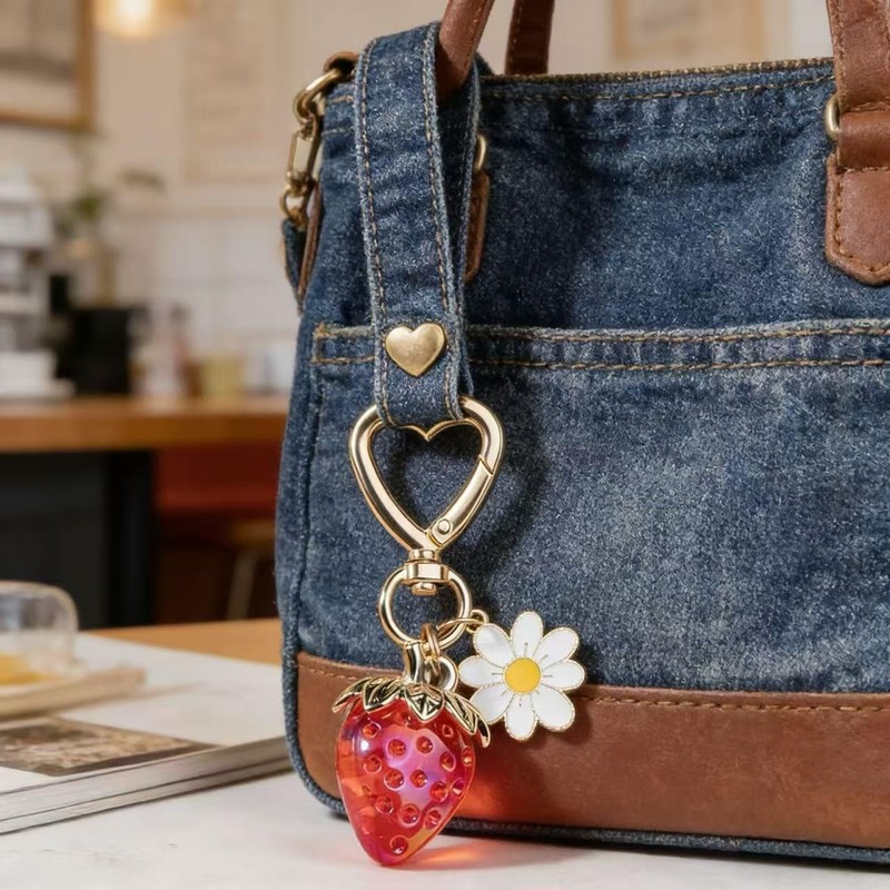 NEUYEE Cute Strawberry Keychain Charms for Women Girls, Premium Glossy