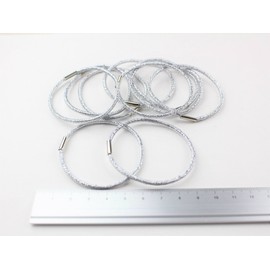 紗や工房 ヘアゴム【シルバーラメ(径約5cm)10個 ブラック】ヘア金具 リングゴム