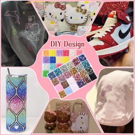 24000 Pieces of 3mm 24 Grid Storage Box Resin Rhinestone with DIY Tool Set, Various Gemstone Colored Flat Bottom Resin Diamonds Suitable for DIY Decoration of Nail Art Clothes, Masks, Cups (01)