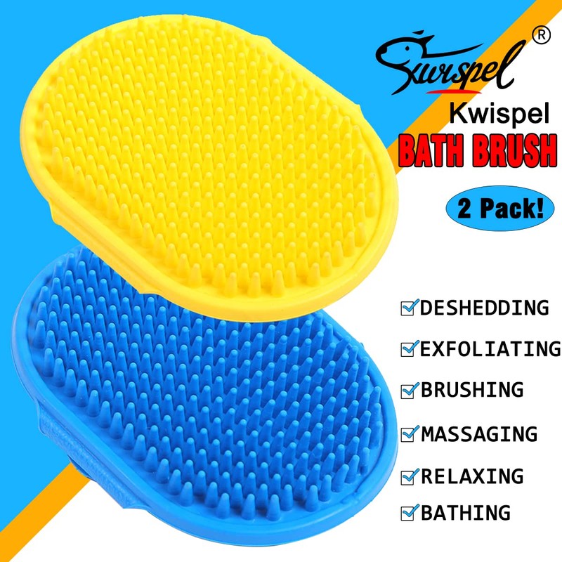 Kwispel Dog Grooming Brush, Pet Shampoo Bath Brush Shedding Soothing