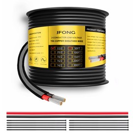 JFONG 22 Gauge Electrical Wire, 50FT 22/2 22 AWG 2 Wire Cable 12/24V Low Voltage Tube Cover Copper for Auto/Car/Boat/Lighting/Electronic