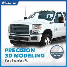 Unbranded Pair Headlights For 2011-2016 Ford F250 F350 F450 Super Duty Halogen w/ Bulbs - Chrome,Amber Reflector