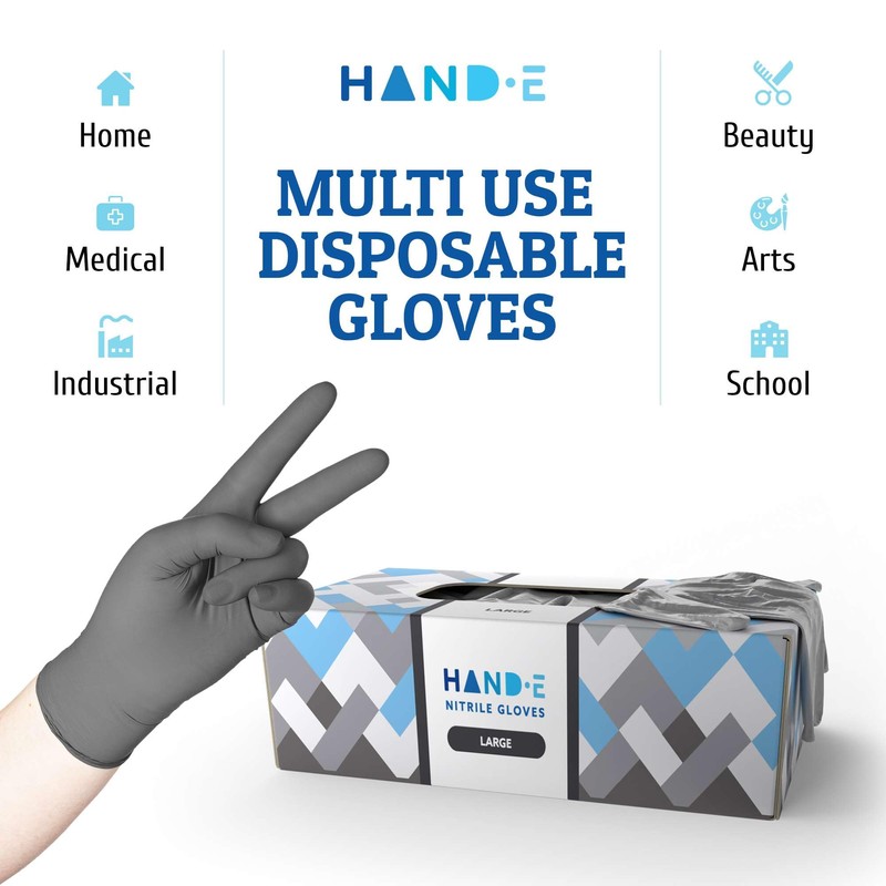 Hand-E Touch Grey Disposable Nitrile Gloves X Small 50 Count,
