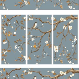 WANDIC 3 Sheets Furniture Rub on Transfer Stickers, Vintage Branch Flower Bird Pattern Transfer Stickers Decal Film for Doors, Windows Nightstands Scrapbooking,15 * 30cm