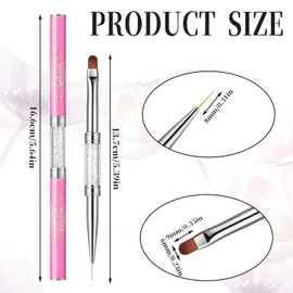 Cobee Brush for Gel Nails Dual-Ended Fineliner 2 in 1 Nail Brush (Pink)
