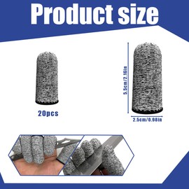 DLPRK Pack of 20 Reusable Thumb Guards, Non-Slip Finger Guards, Breathable Finger Cots Cut-resistant Protection for Work, Kitchen, Garden, Sculpture (Grey)