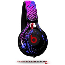 WraptorSkinz Skin Decal Wrap Compatible with Beats Mixr Headphones Halftone Splatter Blue Hot Pink Skin Only (Headphones NOT Included)