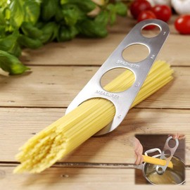 Tang Yuan Spaghetti Ruler + Spaghetti Clip, Stainless Steel Dinner Tongs, Spaghetti Measuring Device, Kitchen Ruler, Small Tool (Pack of 2)