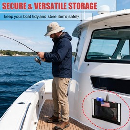 2Pcs Mesh Boat Storage Bag,Boat Organizers and Storage Self-Adhesive,10"x7"