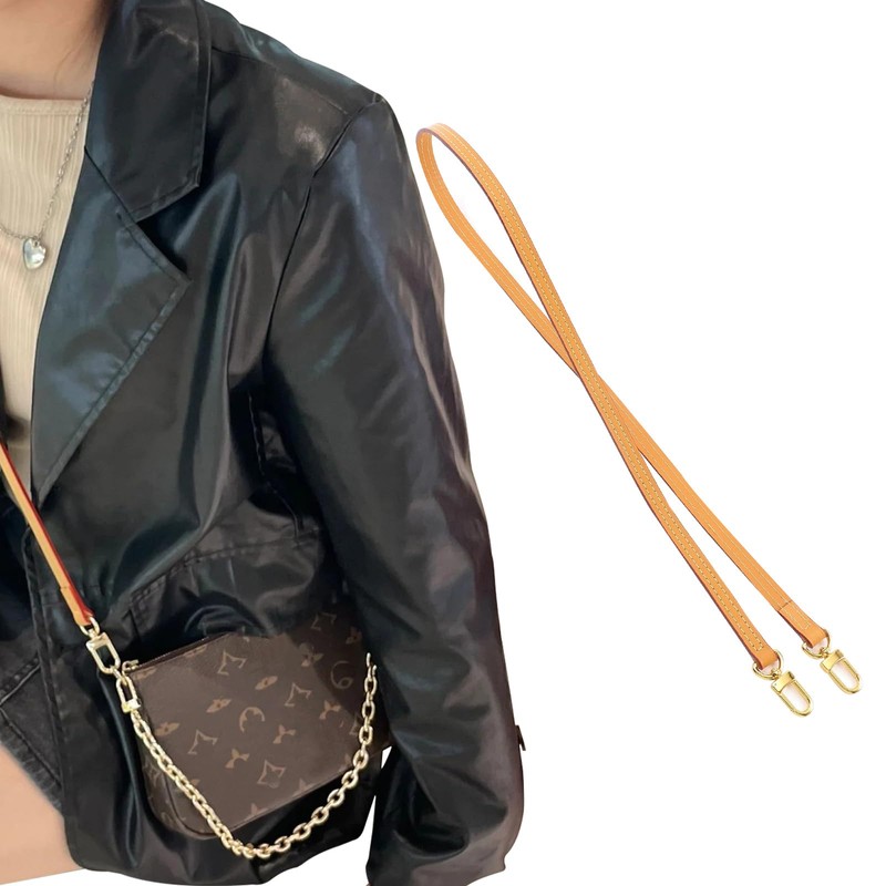 jiesinlov Vachetta Leather Replacement Shoulder Strap for Handbag (Beeswax Double