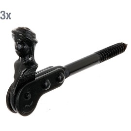 Alberts 307486 Shutter Lock Shepherd's Head | for Screwing in or for Walling | Black Dip Paint | 126.5 mm | Set of 3