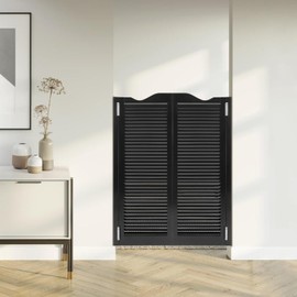 Cafe Swinging Doors Wood Saloon Doors, 36" x 48" Modern Swinging 2-Half Door Bar Doors Entrance Partition for Hallway Kitchen Doorway Bars Gardens Restaurants (Black)