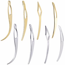 SHEHARUHI 8 Pcs Interlocking Tools for Locs Sisterlock Retighten Dreadlock Crochet Needle for Hair Extensions Styling Tools (Gold, Silver)