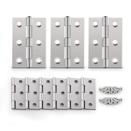 Anstore Pack of 20 Foldable Hinges, 44 mm x 32 mm, Stainless Steel Hinge Small, Door Hinge for Doors, Windows and Cupboard with 120 Screws, Silver