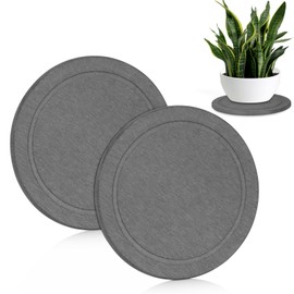 Creproly Plant Saucer Flower Pot Saucers Plant Trays for Pots Instant Dry Diatomaceous Earth Round Plant Drip Trays for Indoors Keeping Counter and Floors Dry and Clean (2Pcs Grey Large)