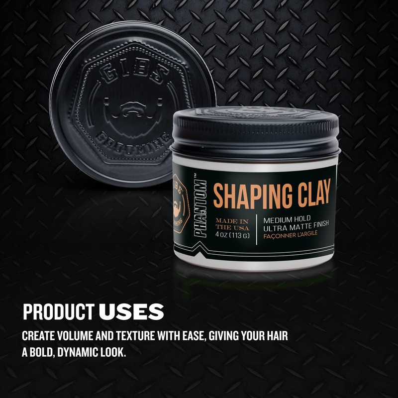 GIBS Shaping Clay, PHANTOM-Medium Hold, Ultra Matte Finish, Water Based,
