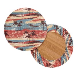 Wanzuoeng - Fundas redondas para sillas con estampado de árbol de coco, fundas elásticas y antideslizantes redondas para taburetes de bar, cómodas fundas de asiento a prueba de polvo para el hogar