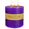 Extra Large 3 Wick Purple Pillar Candle, 6" x 6",