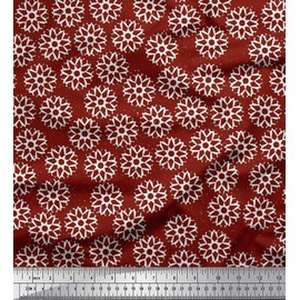 Soimoi Red Cotton Cambric Fabric Geometric Mandala Printed Craft Fabric BTY 42 Inch Wide