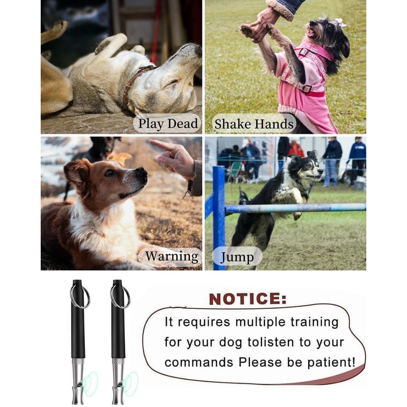 Dog Whistle, 2Pcs Professional Ultrasonic Dog Training Whistle, Adjustable Frequency