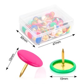 Colourful Push Pins Drawing Pins, 100 PCS Plastic Head Thumb Tacks with Storage Box, Map Push Pins, Creative Decorative Thumbtacks for Wall Drawing, Cork, Notice and Bulletin Boards, 12 Colors