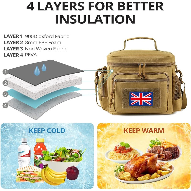 Tactical Lunch Bag for Men, Insulated Leakproof Lunch Box for