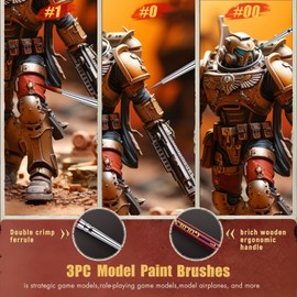 Golden Maple Kolinsky Sable Brushes - Professional Artist Small Fine Detail Paint Brushes for Miniature Painting, Model, Fingure, Watercolour, Acrylic - Size 00 0 1