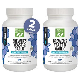Only Natural Pet Brewer's Yeast & Garlic Chewables - All-Natural Flea & Tick Prevention for Dogs - Fortified with B Vitamins - Promotes Healthy Skin & Coat - 300 Count Tablet (2 Pack)
