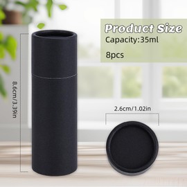 NICENEEDED Pack of 8 Black Cardboard Lip Balm Tubes, 1.2 oz Refillable Paper Lipstick Sleeve, Round Empty Lip Gloss Container Made of Cardboard