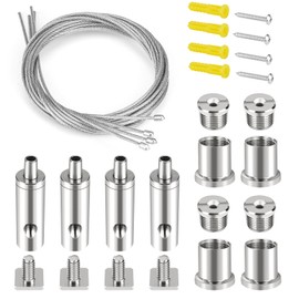 Teemyaa Ceiling Hanging Wire Cable Kit, 4 Sets Wire Cable Hanging System kit, Aquarium Light Hanging Kit, Adjustable Wire Rope for Linear Light, Panel, Pendant, Chandelier, Suspension Light Fixture