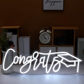 Glooglitter Large Congrats Grad Neon Sign Class of 2025 Sign Decor Congrats Grad Light up Decor LED Grad Congratulation Gift for Graduation Ceremony Party Backdrop Celebration(Congrats)