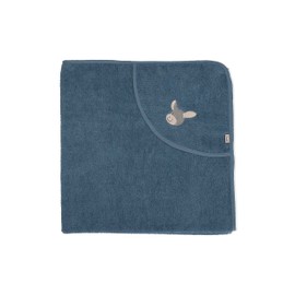 Sterntaler Baby Boys Bath Towel Baby GOTS Emmi - Bath Poncho Baby, Hooded Towel, Bath Towel Children with Donkey Motif - Organic - Grey Blue